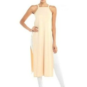 Khaki High Slit Sleeveless Dress